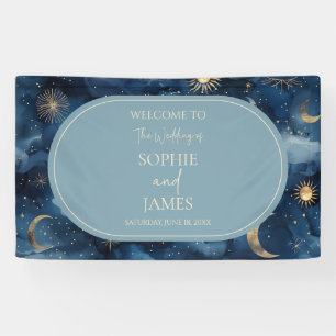 Blue Gold Celestial Elegant Starry Sky Wedding Banner