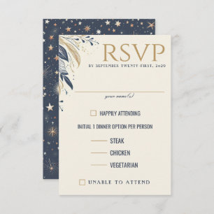 Blue & Gold Celestial Food Choices RSVP Card