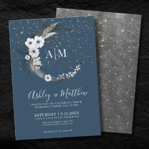 Blue Gold Celestial Wedding Invitation