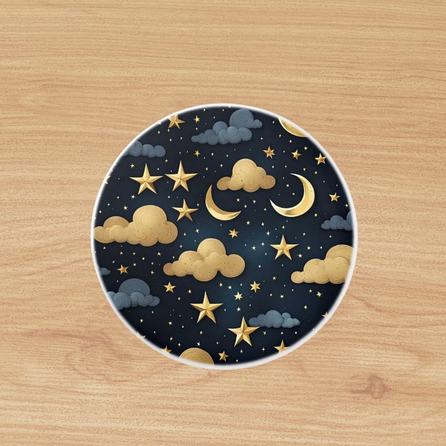 Blue gold celestrial pattern moon stars ceramic knob (Creator Uploaded)