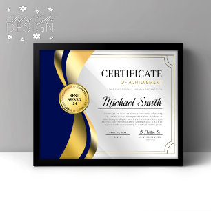Blue & Gold Certificate of Achievement Award