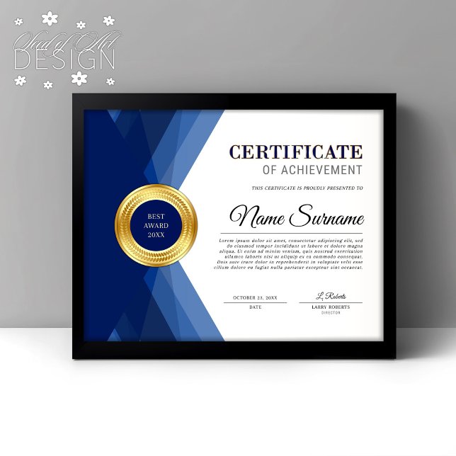 Blue & Gold Certificate of Achievement Award (Creator Uploaded)