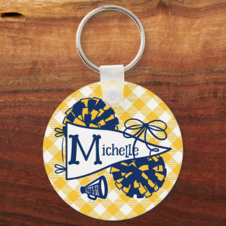 Blue Gold Cheer Pennant Personalised Bag Tag Key Ring