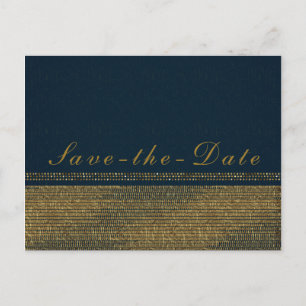 Blue & Gold Chic Sparkling Glam Save the Date Announcement Postcard