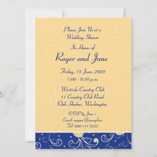 Blue, Gold, Christian Cross, Bridal Shower Card