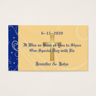 Blue, Gold, Christian Cross, Damask Wedding Favour