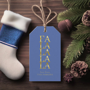 Blue Gold Christmas Fa La La ID1009 Gift Tags