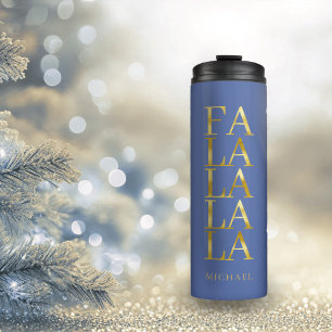 Blue Gold Christmas Fa La La ID1009 Thermal Tumbler