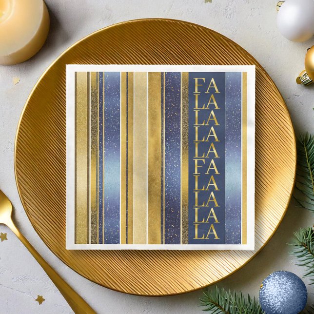 Blue Gold Christmas Fa La La Pattern#27 ID1009 Napkin (Creator Uploaded)
