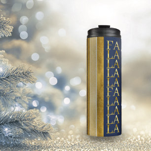 Blue Gold Christmas Fa La La Pattern#27 ID1009 Thermal Tumbler