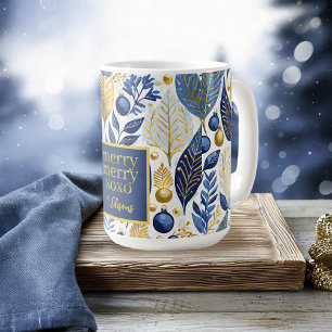 Blue Gold Christmas Merry Pattern#21 ID1009 Coffee Mug