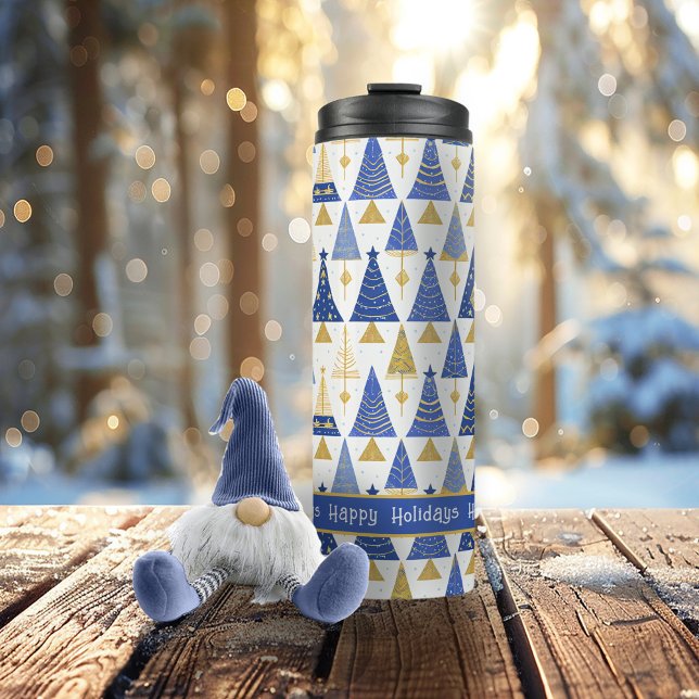 Blue Gold Christmas Merry Pattern#25 ID1009 Thermal Tumbler (Creator Uploaded)