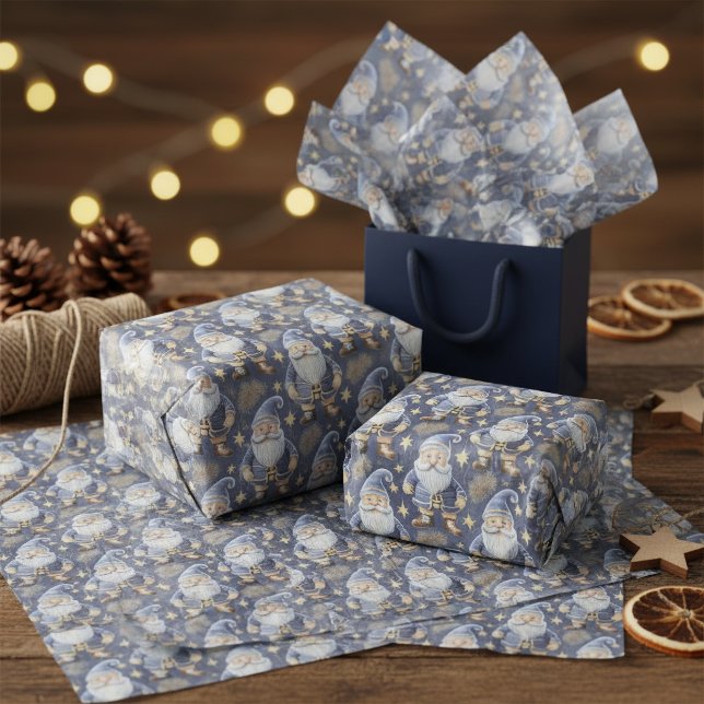 Blue Gold Christmas Pattern#11 ID1009 Tissue Paper (Creator Uploaded)