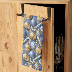 Blue Gold Christmas Pattern#12 ID1009 Tea Towel