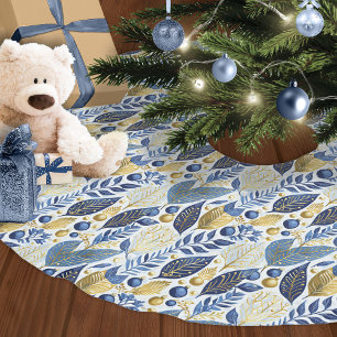 Blue Gold Christmas Pattern#21 ID1009 Brushed Polyester Tree Skirt
