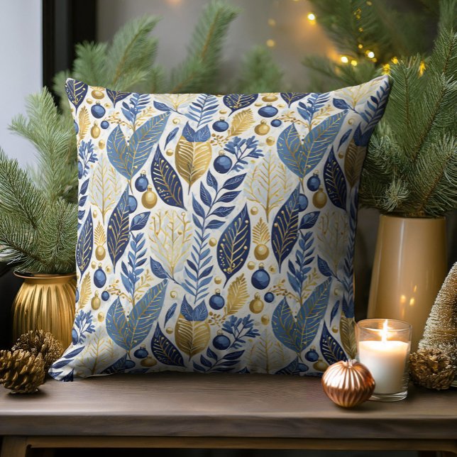 Blue Gold Christmas Pattern#21 ID1009 Cushion (Creator Uploaded)