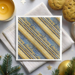 Blue Gold Christmas Pattern#28 ID1009 Napkin