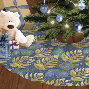 Blue Gold Christmas Pattern#29 ID1009 Brushed Polyester Tree Skirt