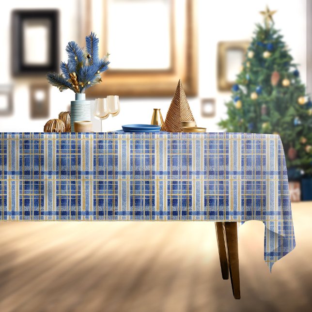 Blue Gold Christmas Pattern#2 ID1009 Tablecloth (Creator Uploaded)