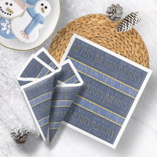Blue Gold Christmas Pattern#34 ID1009 Napkin
