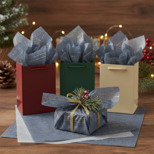 Blue Gold Christmas Pattern#34 ID1009 Tissue Paper