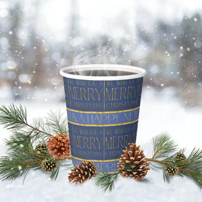 Blue Gold Christmas Pattern#35b ID1009 Paper Cups (Creator Uploaded)