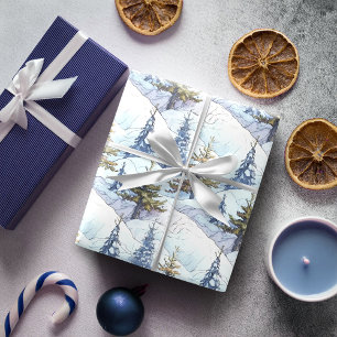Blue Gold Christmas Pattern#4 ID1009 Wrapping Paper