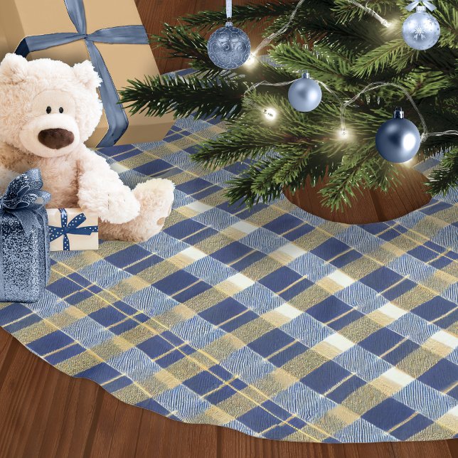 Blue Gold Christmas Pattern#7 ID1009 Brushed Polyester Tree Skirt (Creator Uploaded)