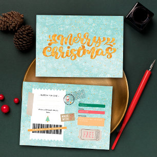 Blue Gold Christmas Pattern Ticket Gift Voucher