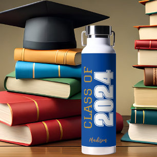 Blue Gold Class of 2024 Personalised Graduation Water Bottle
