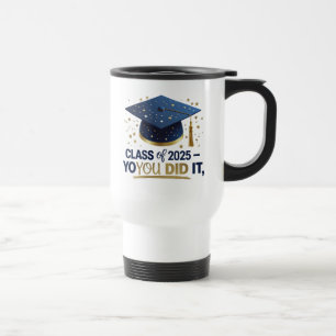 Blue & Gold Class of 2025 Graduation Travel Mug