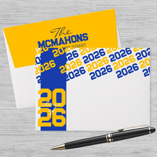 Blue & Gold Class of + Return Address Graduation Envelope (Creator Uploaded)