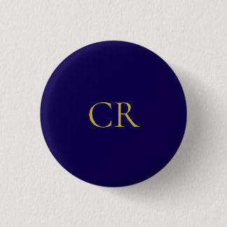 Blue & Gold Color Monogram Modern Minimalist 3 Cm Round Badge