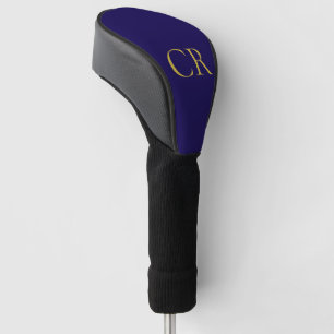 Blue & Gold Color Monogram Modern Minimalist Golf Head Cover