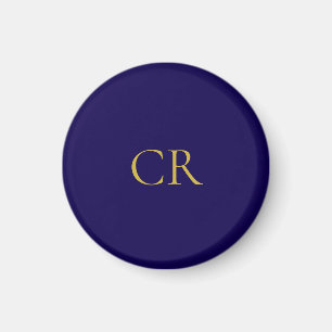 Blue & Gold Color Monogram Modern Minimalist  Magnet