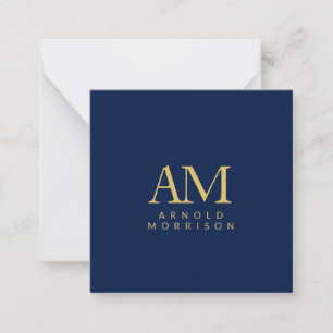 Blue Gold Colors Monogram Initial Letters Name Card