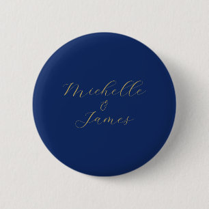 Blue & Gold Colors Professional Trendy Modern Name 6 Cm Round Badge
