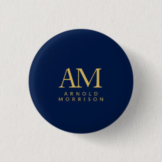 Blue Gold Colours Monogram Initial Letters Name 3 Cm Round Badge