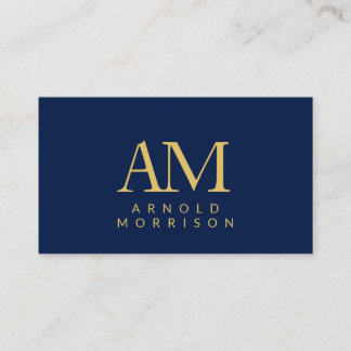 Blue Gold Colours Monogram Initial Letters Name Enclosure Card