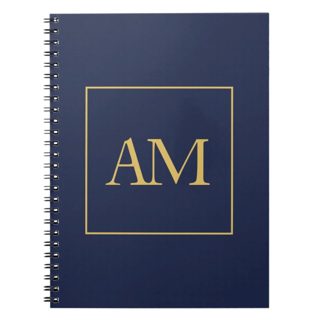 Blue Gold Colours Monogram Initial Letters Notebook (Front)