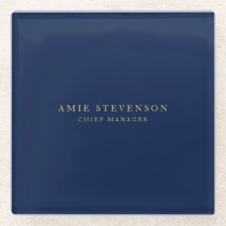Blue Gold Colours Professional Classical Plain Glass Coaster