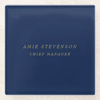 Blue Gold Colours Professional Classical Plain Glass Coaster