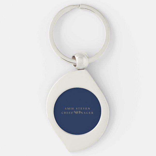 Blue Gold Colours Professional Classical Plain Key Ring (Front)