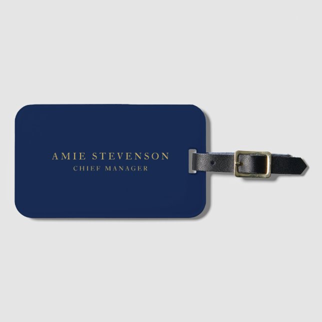 Blue Gold Colours Professional Classical Plain Luggage Tag (Front Horizontal)
