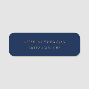 Blue Gold Colours Professional Classical Plain Name Tag