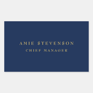 Blue Gold Colours Professional Classical Plain Rectangular Sticker
