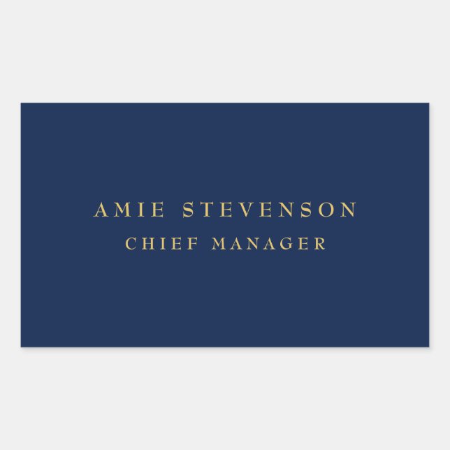 Blue Gold Colours Professional Classical Plain Rectangular Sticker (Front)