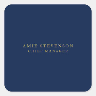 Blue Gold Colours Professional Classical Plain Square Sticker