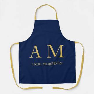 Blue Gold Colours Professional Initial Letters Nam Apron