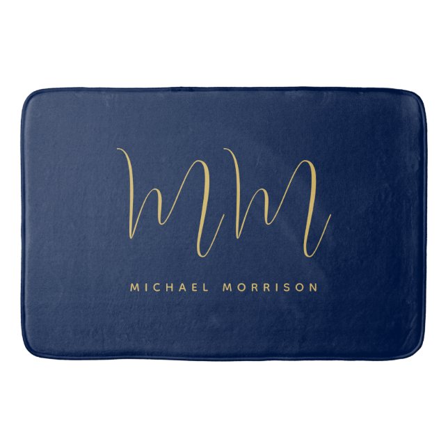 Blue Gold Colours Professional Initial Letters Nam Bath Mat (Front)
